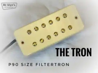 P90 Size - TheTron - single filtertron style pickup; in cream with gold pole screws by MrGlyns Pickups New Zealand